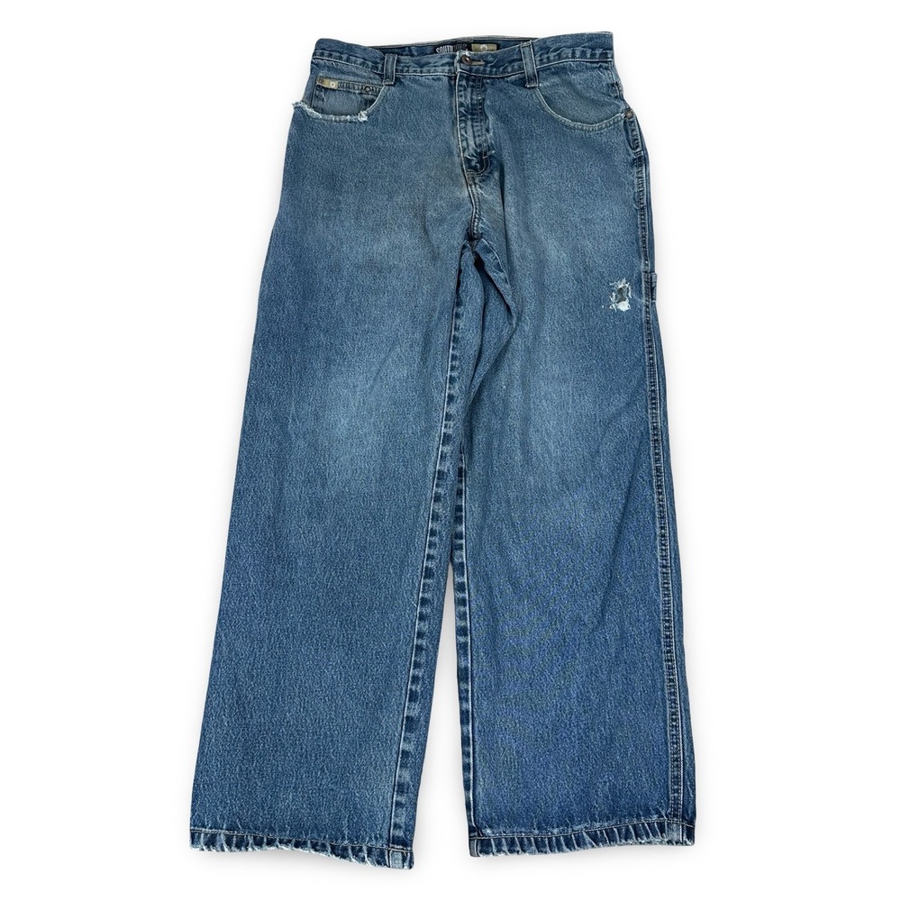 Southpole Carpenter Jeans Mens 34 Blue Baggy Wide Leg Gold Tab Y2K Distressed